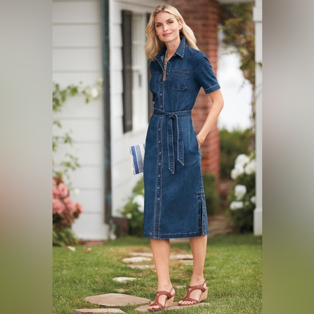 Chadwicks Indigo Denim Midi Shirt Dress